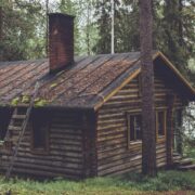 photo of brown wooden cabin in forest during daytime
